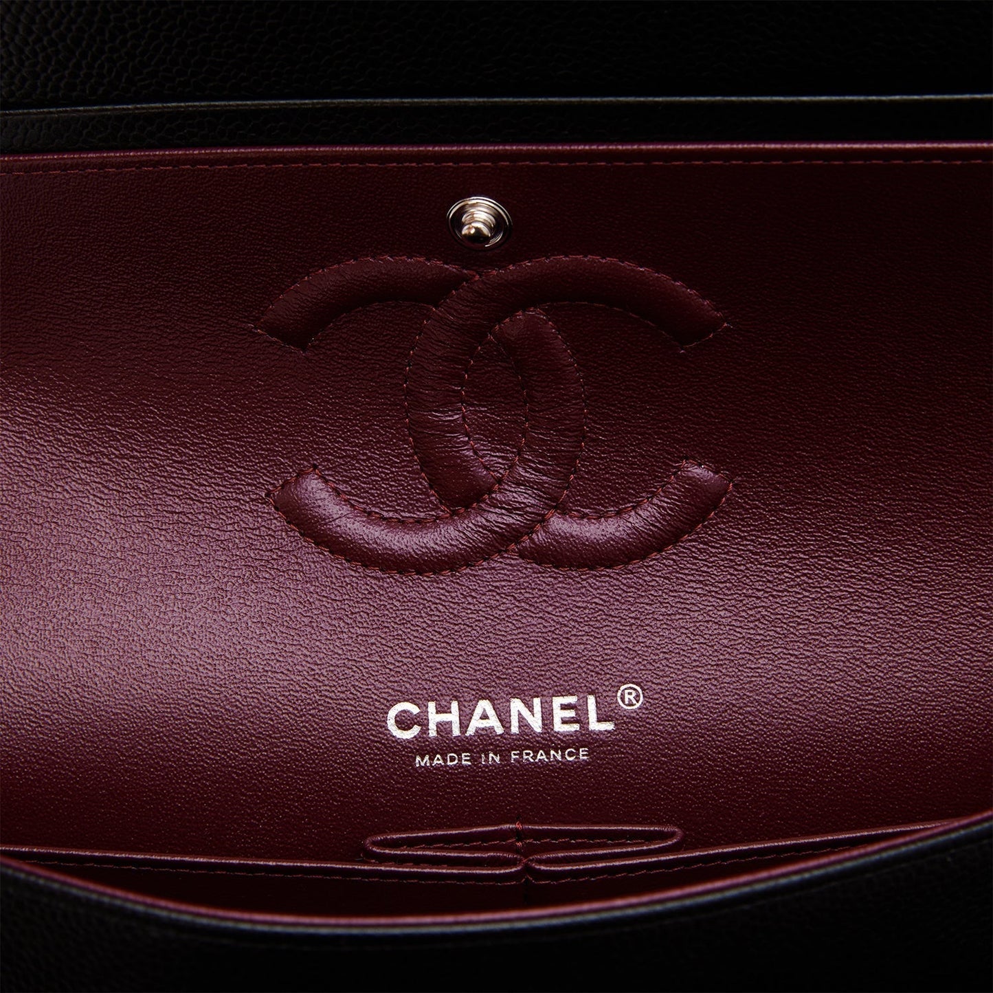 Chanel Medium Classic Double Flap Bag Black Quilted Caviar Silver Hardware