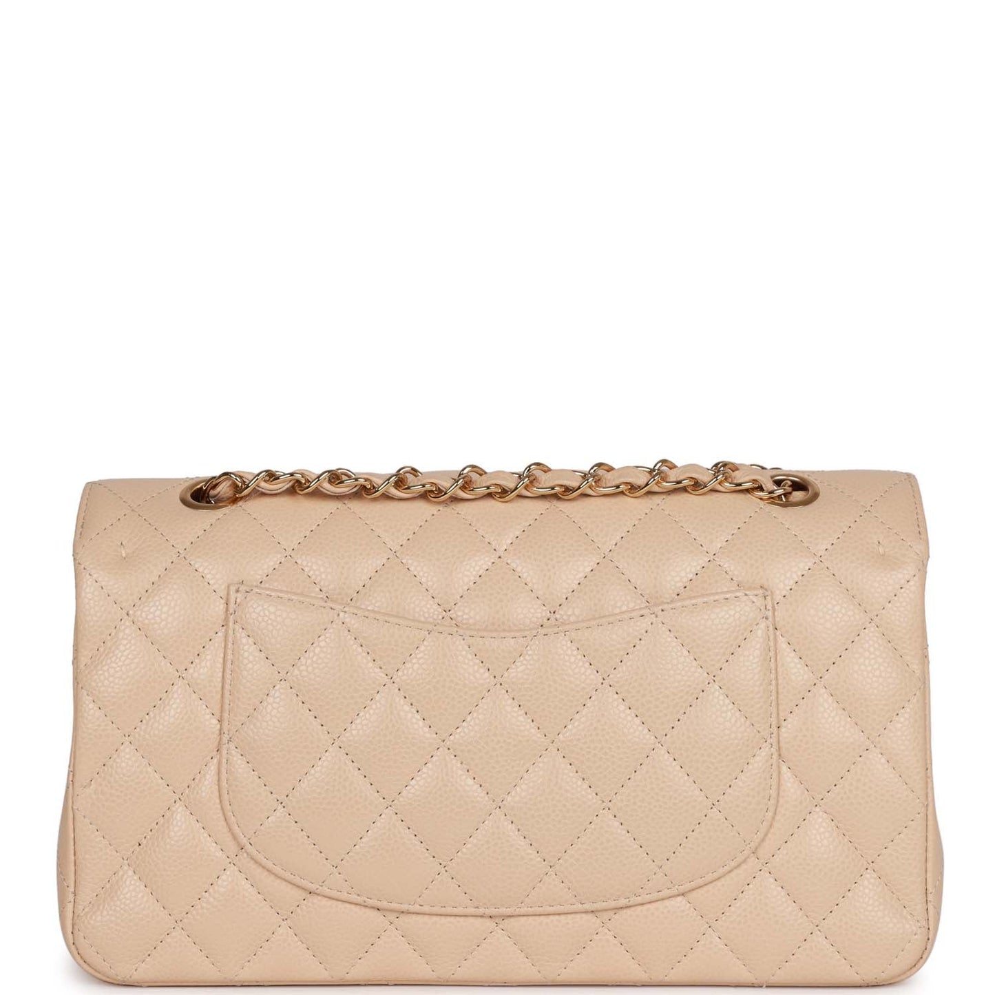 Pre-owned Chanel Medium Classic Double Flap Bag Beige Caviar Gold Hardware