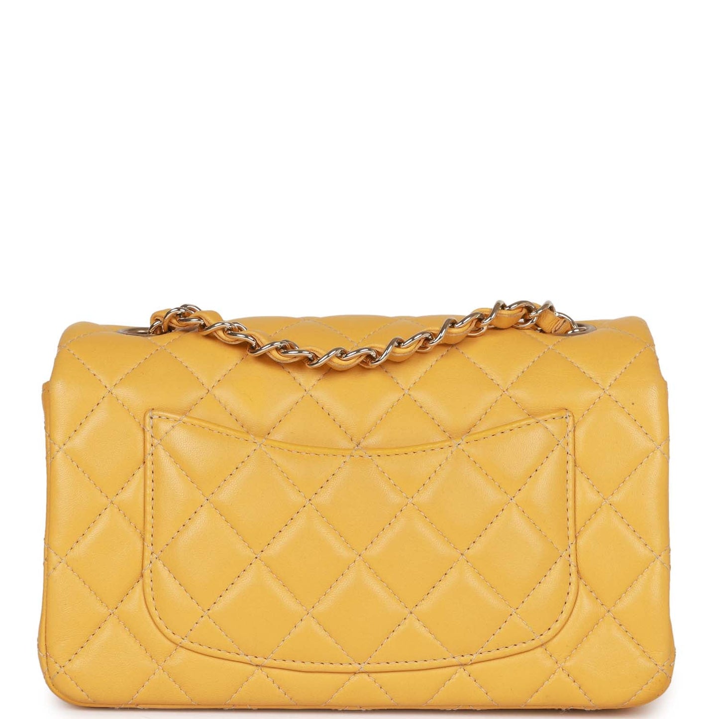 Pre-owned Chanel Mini Rectangular Flap Bag Yellow Lambskin Light Gold Hardware