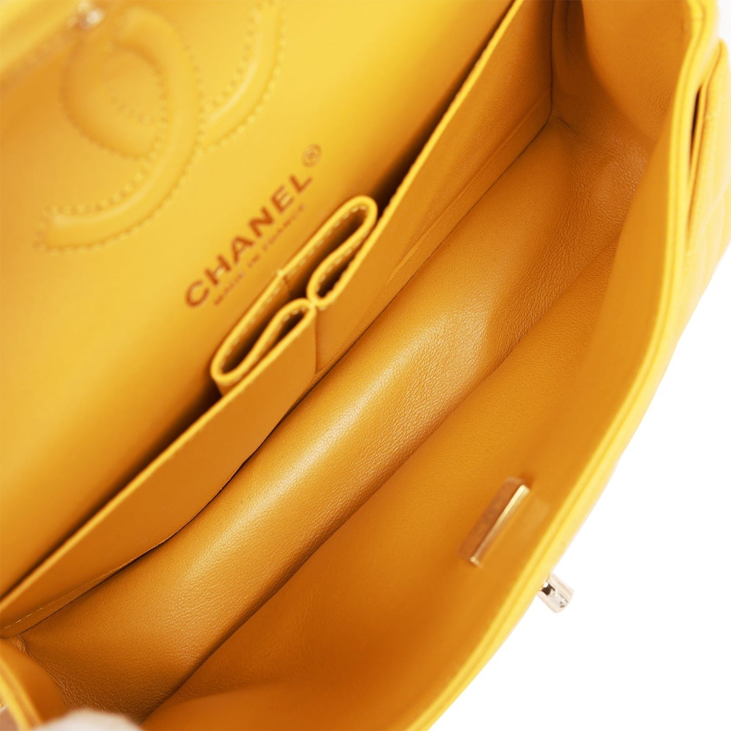 Chanel Small Classic Double Flap Yellow Caviar Light Gold Hardware
