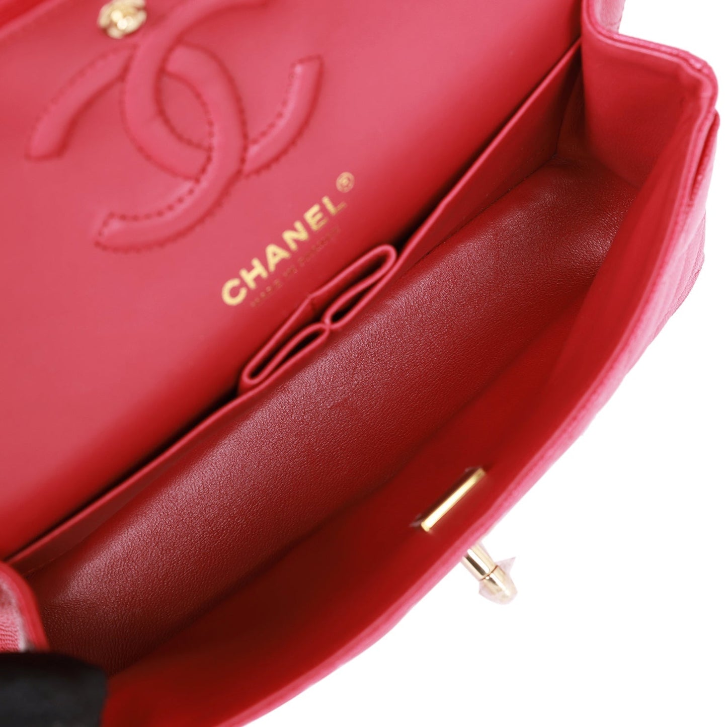 Chanel Small Classic Double Flap Dark Pink Caviar Light Gold Hardware
