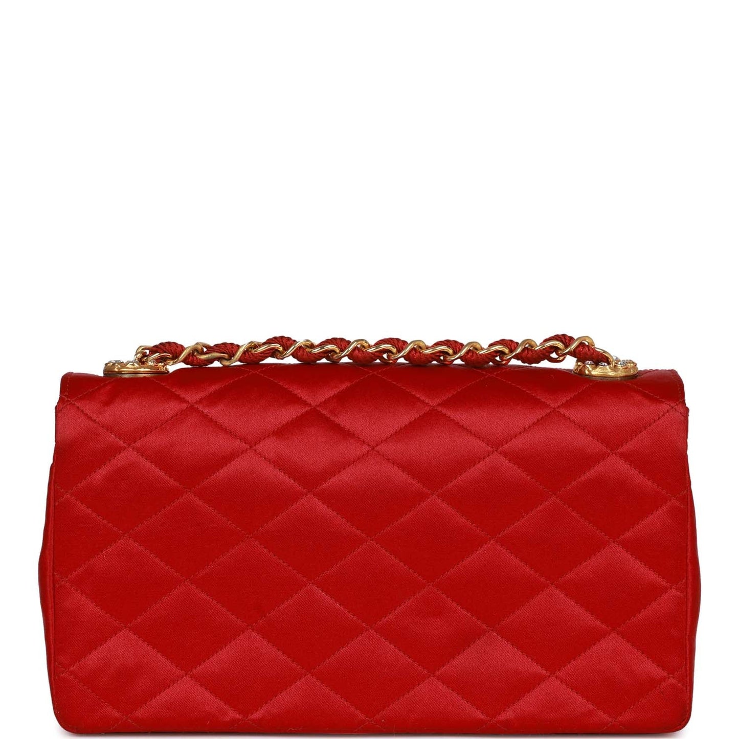 Vintage Chanel Small Flap Bag Red Satin Gold Hardware