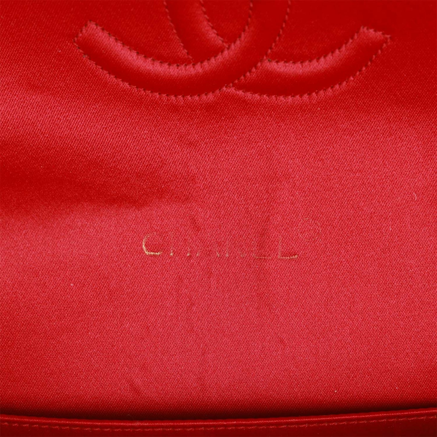 Vintage Chanel Small Flap Bag Red Satin Gold Hardware