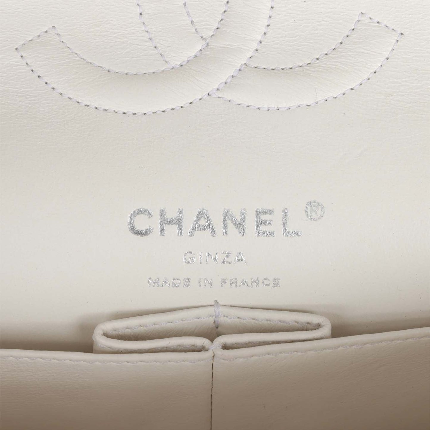 Vintage Chanel Medium Double Flap Bag White Tweed Silver Hardware