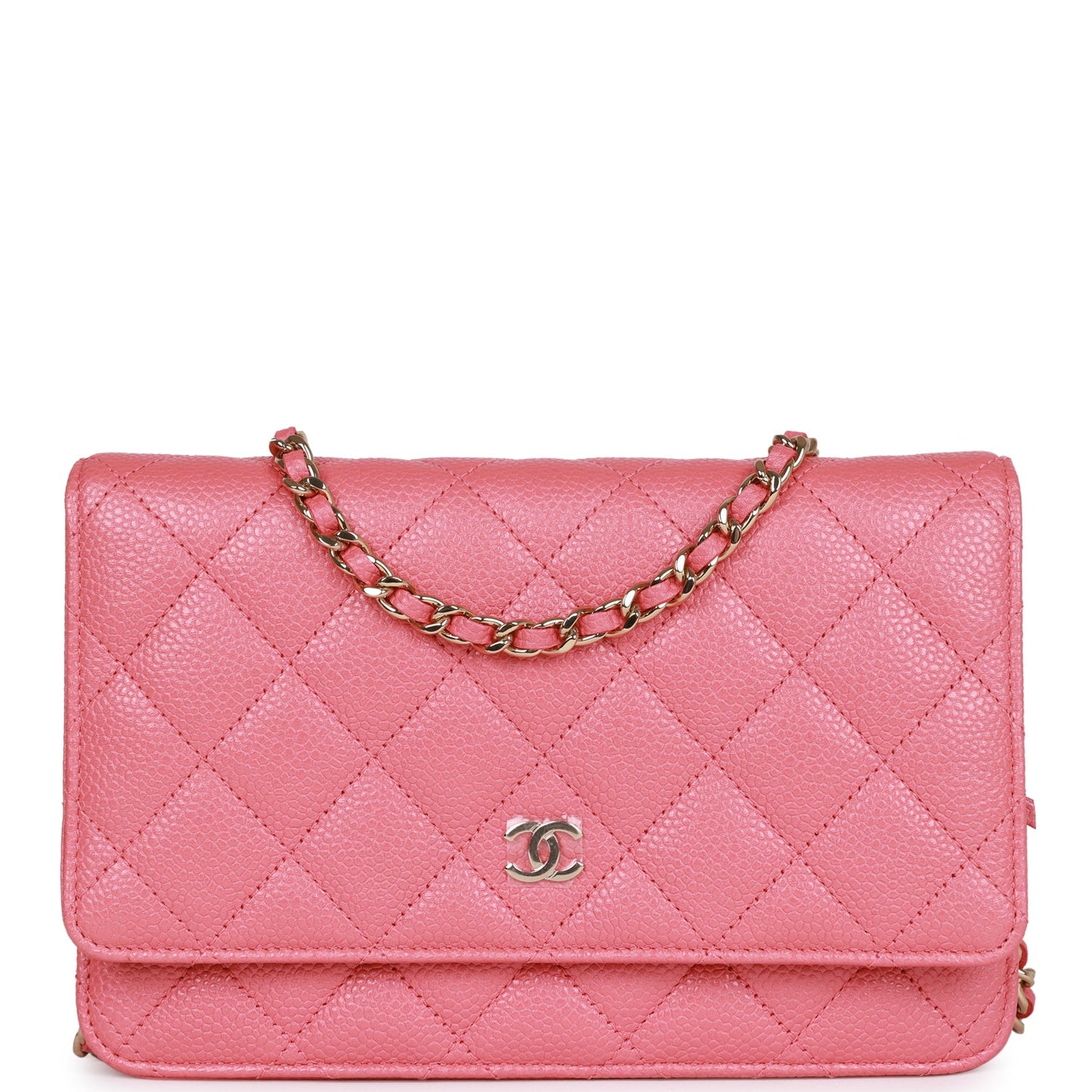 Pre-owned Chanel Wallet on Chain WOC Pink Caviar Light Gold Hardware