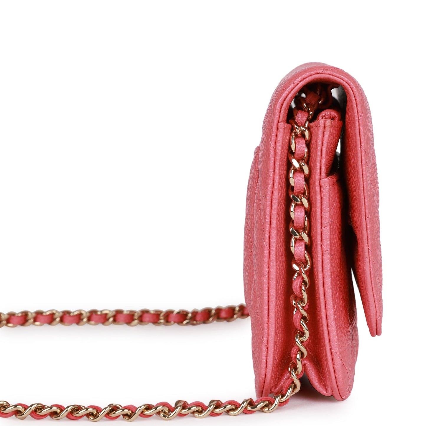 Pre-owned Chanel Wallet on Chain WOC Pink Caviar Light Gold Hardware