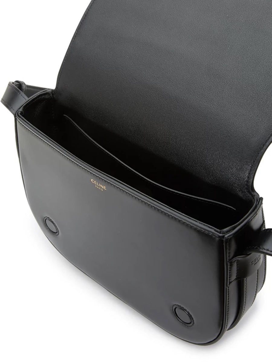 Medium Maillon Triomphe Bag in Satinated Calfskin Black