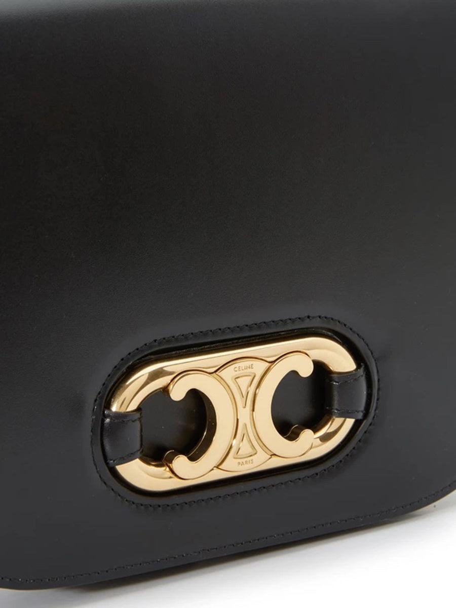 Medium Maillon Triomphe Bag in Satinated Calfskin Black
