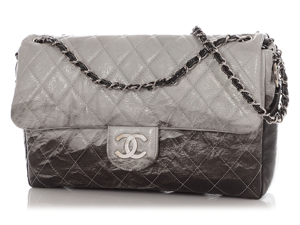 Chanel Black Quilted Vinyl Melrose DÃ©gradÃ© Flap