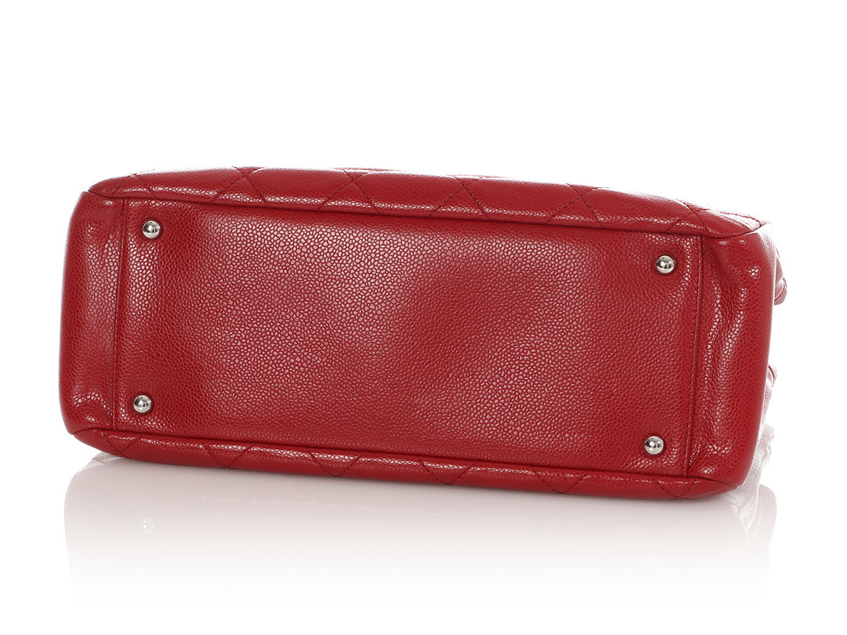 Chanel Red Quilted Caviar Timeless CC Soft Tote