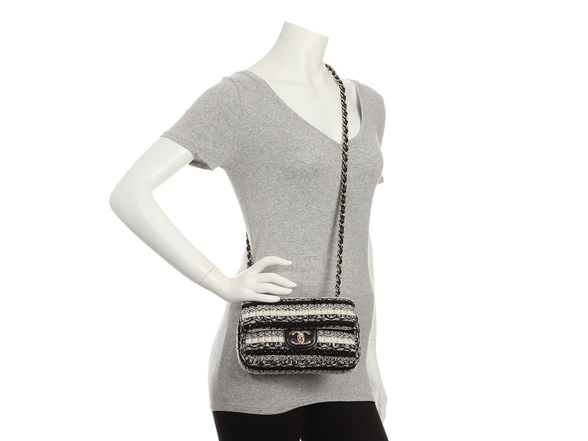 Chanel Mini Black and White Tweed Classic
