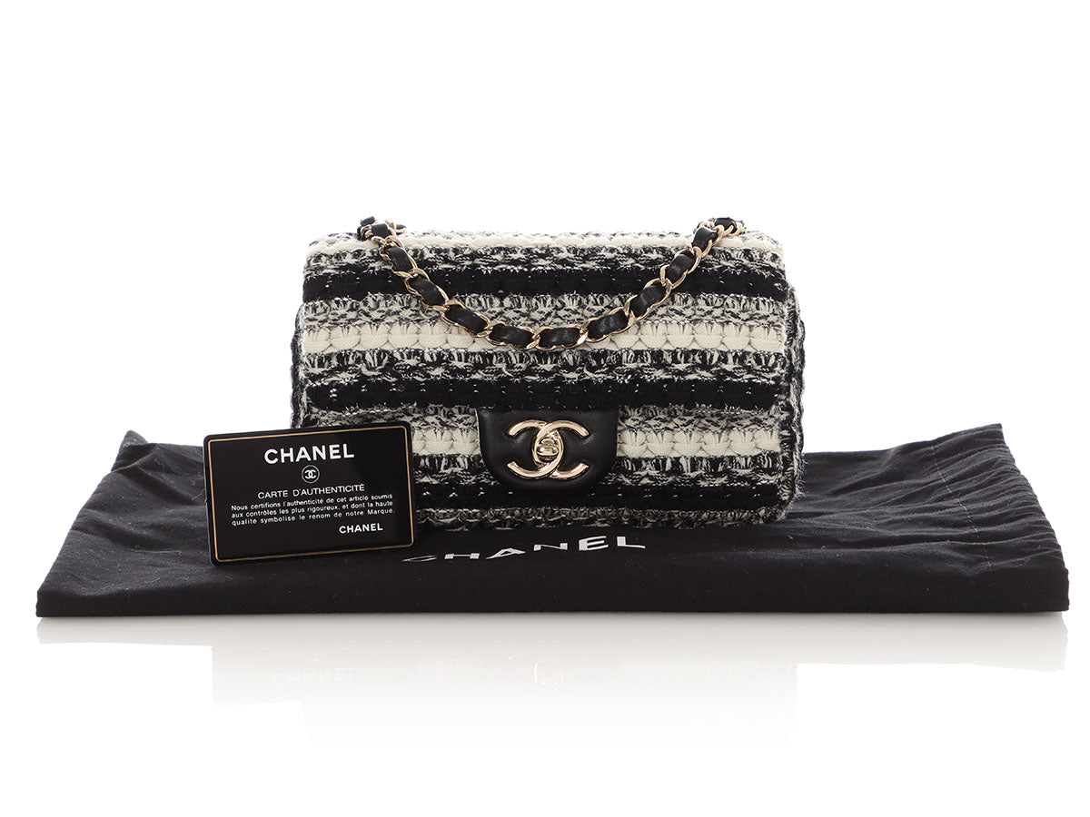 Chanel Mini Black and White Tweed Classic