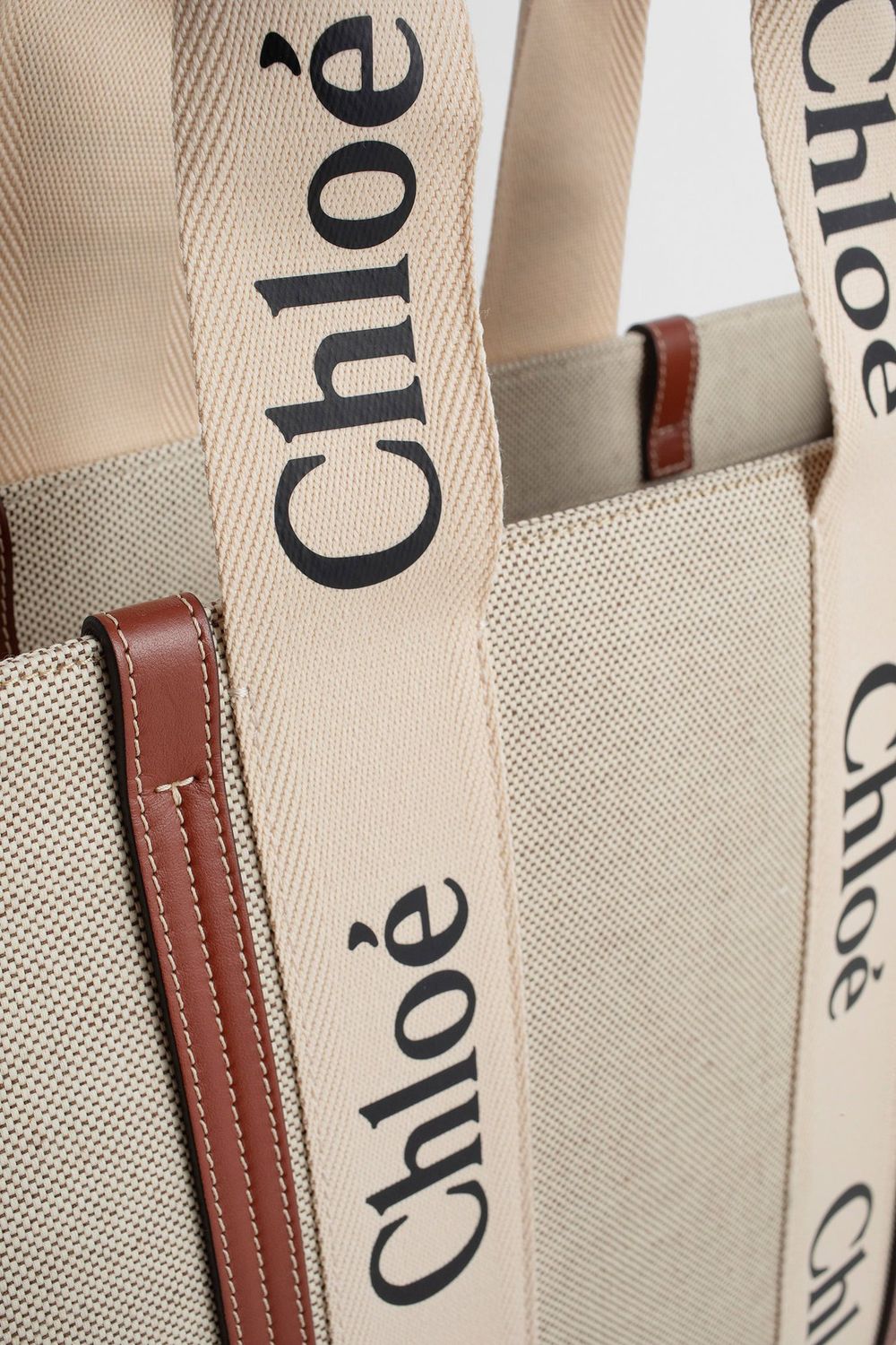 WOODY LARGE CANVAS AND LEATHER TOTE BAG