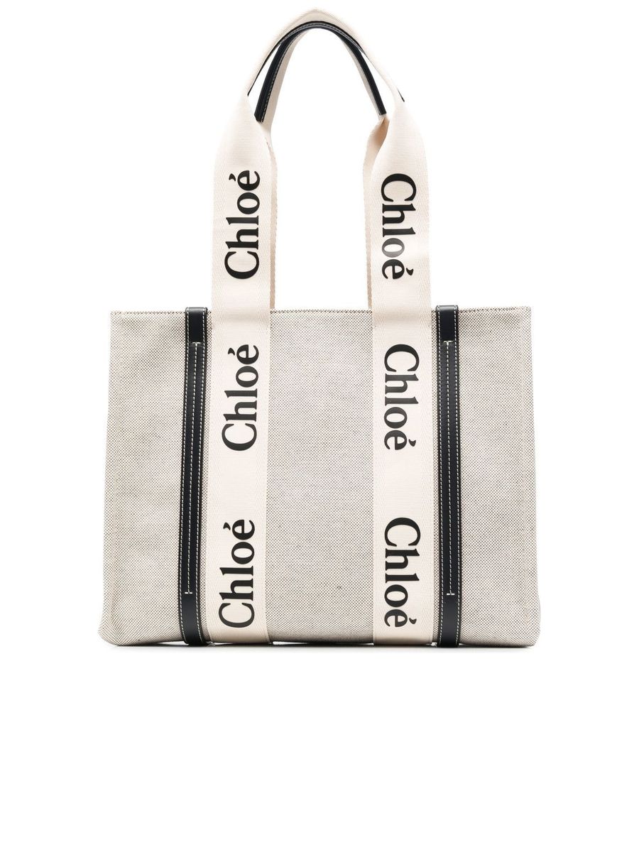 Medium Woody Tote Bag in Linen