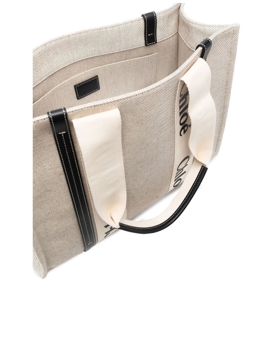 Medium Woody Tote Bag in Linen