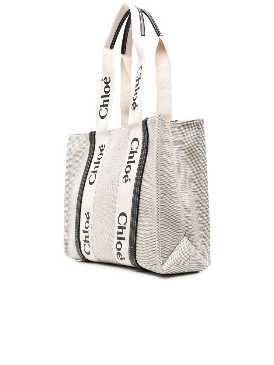 Medium Woody Tote Bag in Linen