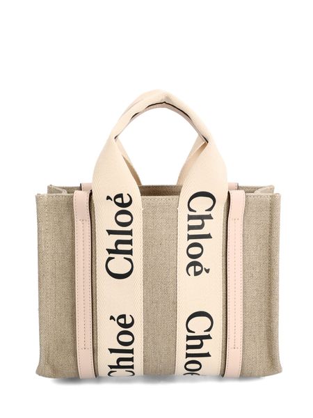 WOODY SMALL CANVAS AND LEATHER TOTE BAG