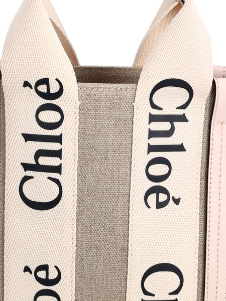 WOODY SMALL CANVAS AND LEATHER TOTE BAG