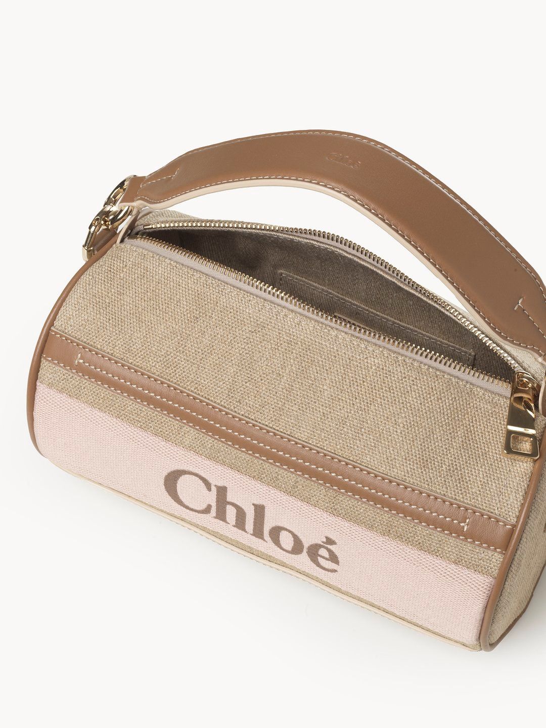 BEIGE WOODY TUBULAR SHOULDER BAG