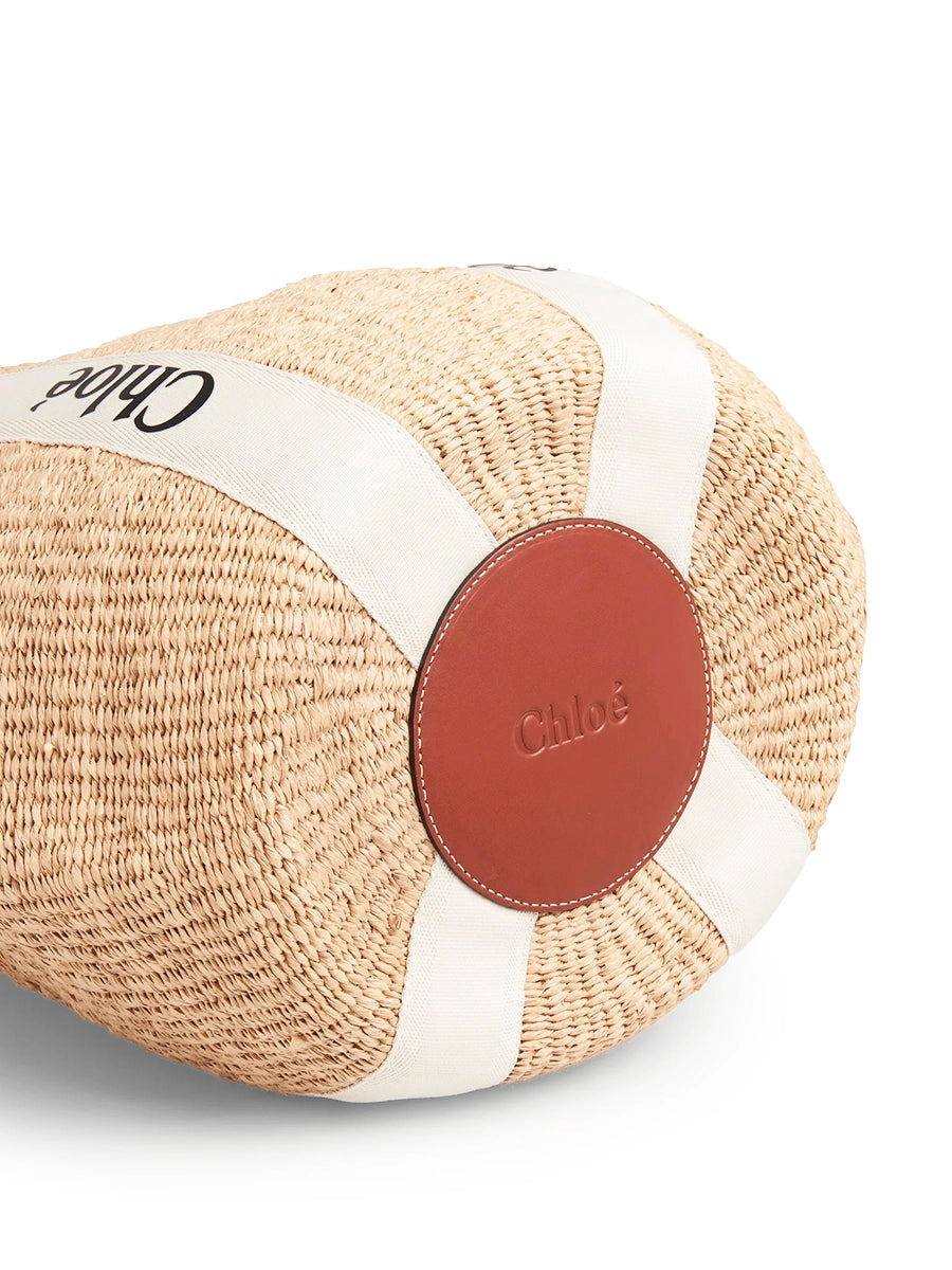 Large Woody Basket in White in Natural Fibers