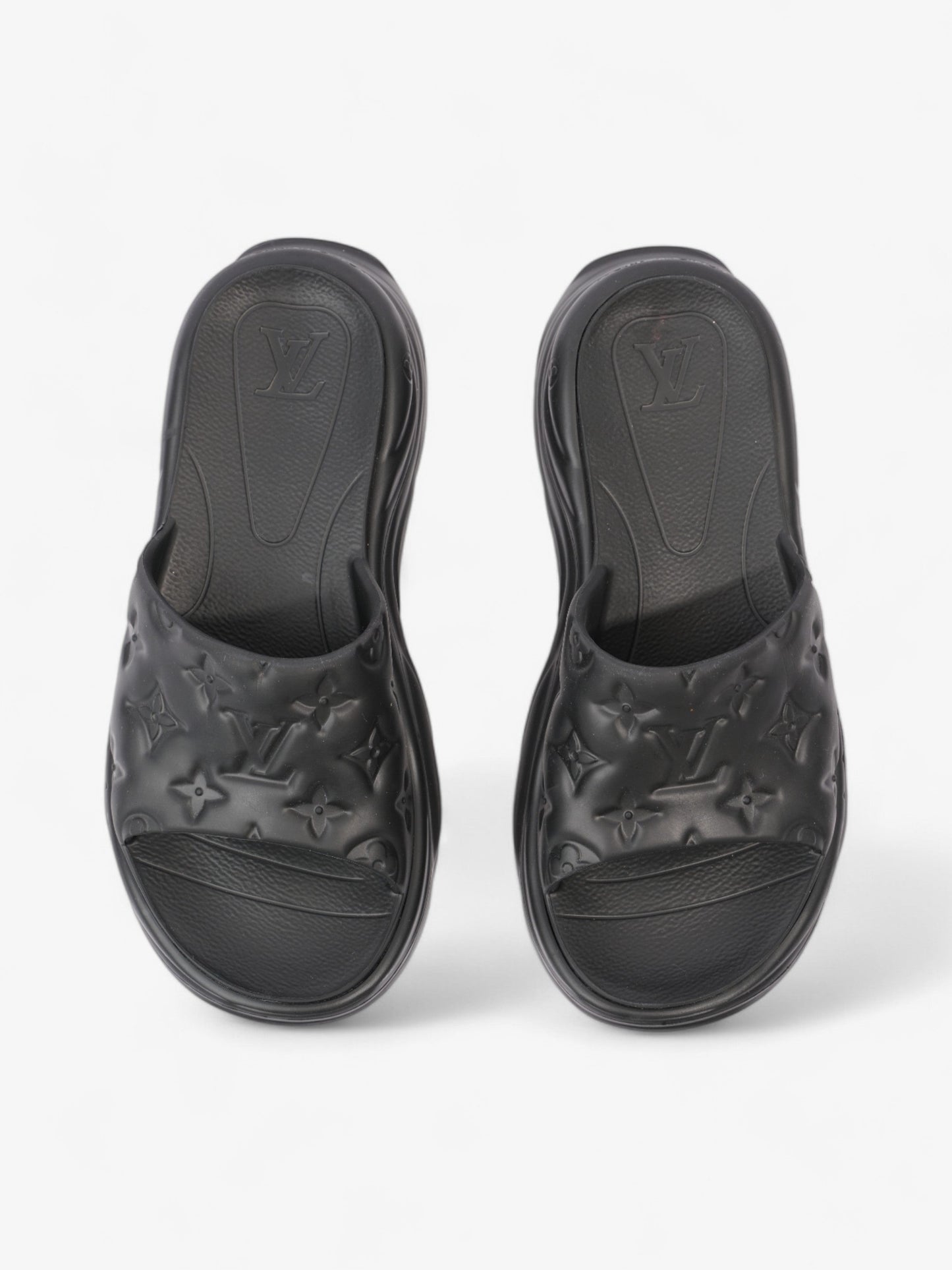Louis Vuitton Monogram Slides Black Rubber EU 38 UK 5