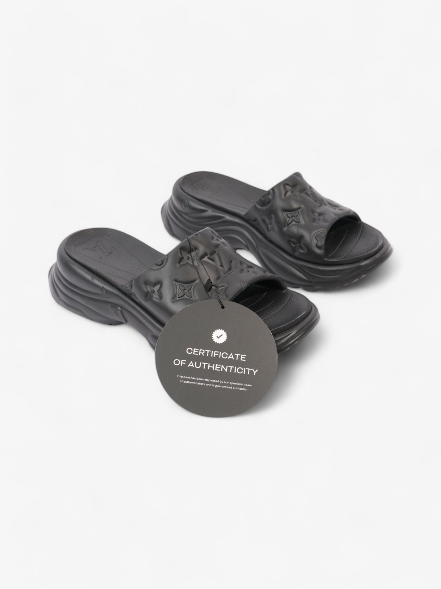 Louis Vuitton Monogram Slides Black Rubber EU 38 UK 5