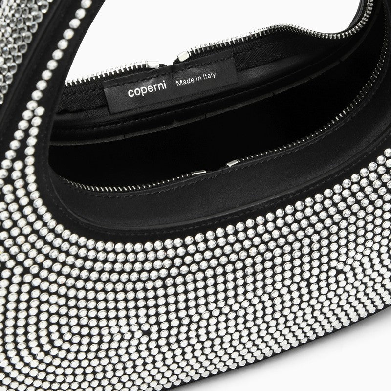 Coperni Black Swipe Bag With Crystals In Leather Women