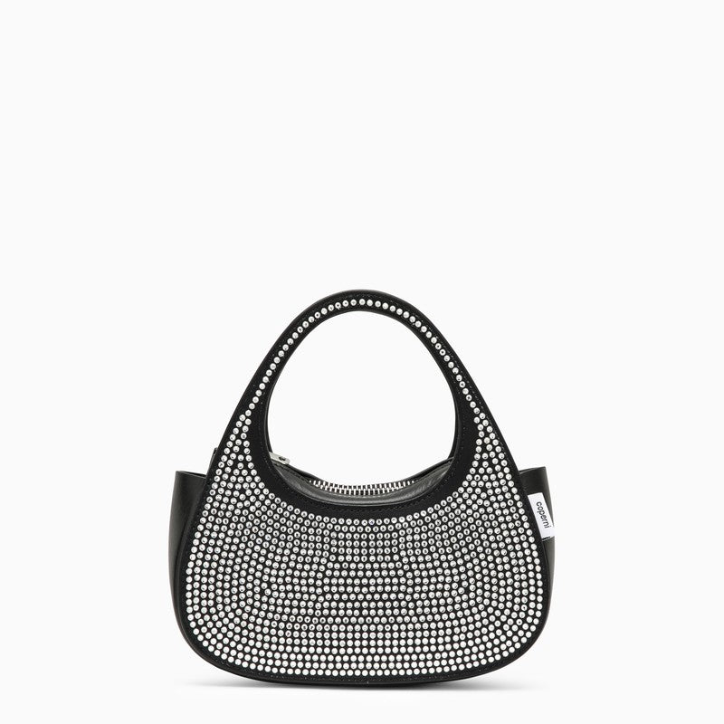 Coperni Micro Baguette Swipe Black Bag With Crystals In Leather Women