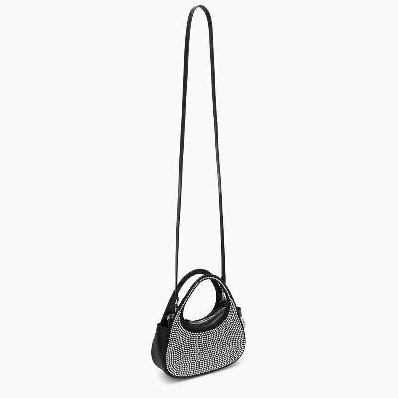 Coperni Micro Baguette Swipe Black Bag With Crystals In Leather Women