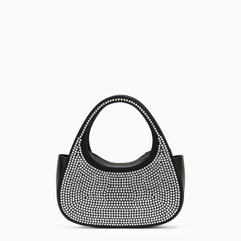 Coperni Micro Baguette Swipe Black Bag With Crystals In Leather Women