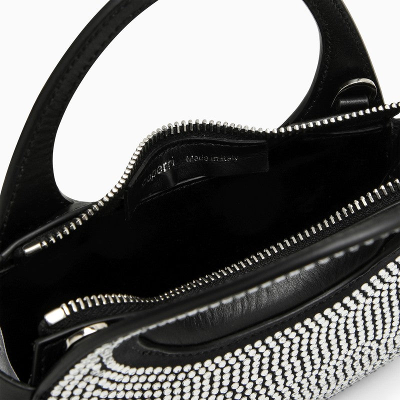 Coperni Micro Baguette Swipe Black Bag With Crystals In Leather Women