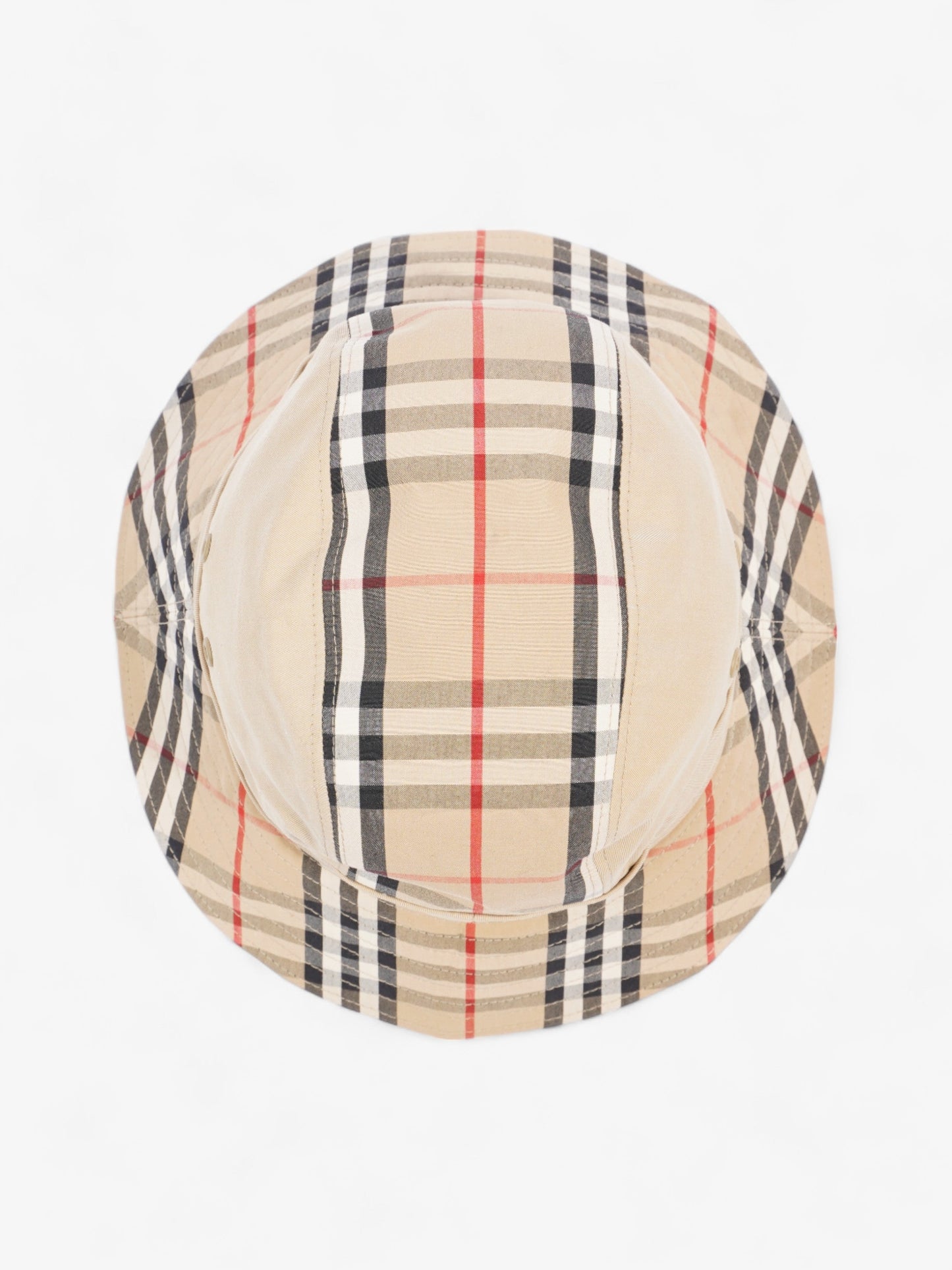 Burberry Supernova Check Bucket Hat Honey Beige Cotton Large