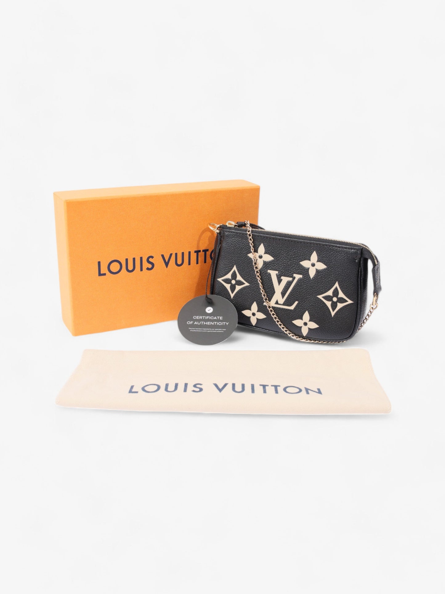 Louis Vuitton Pochette Accessoires Black Monogram / Beige Empreinte Leather Mini