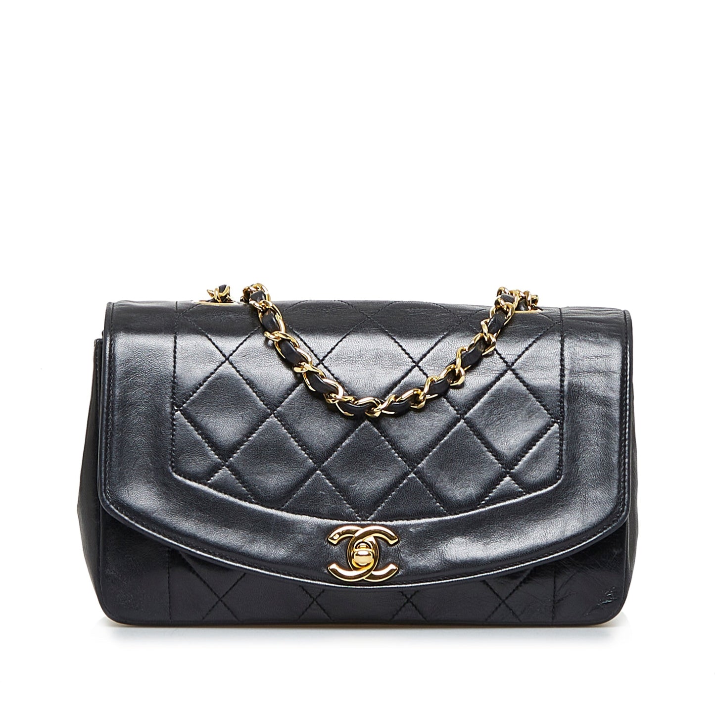 Chanel Diana Medium Black Lambskin Gold