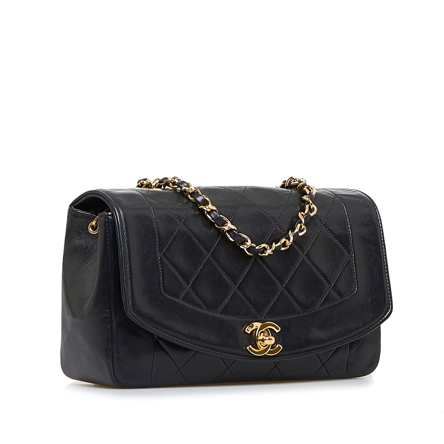 Chanel Diana Medium Black Lambskin Gold