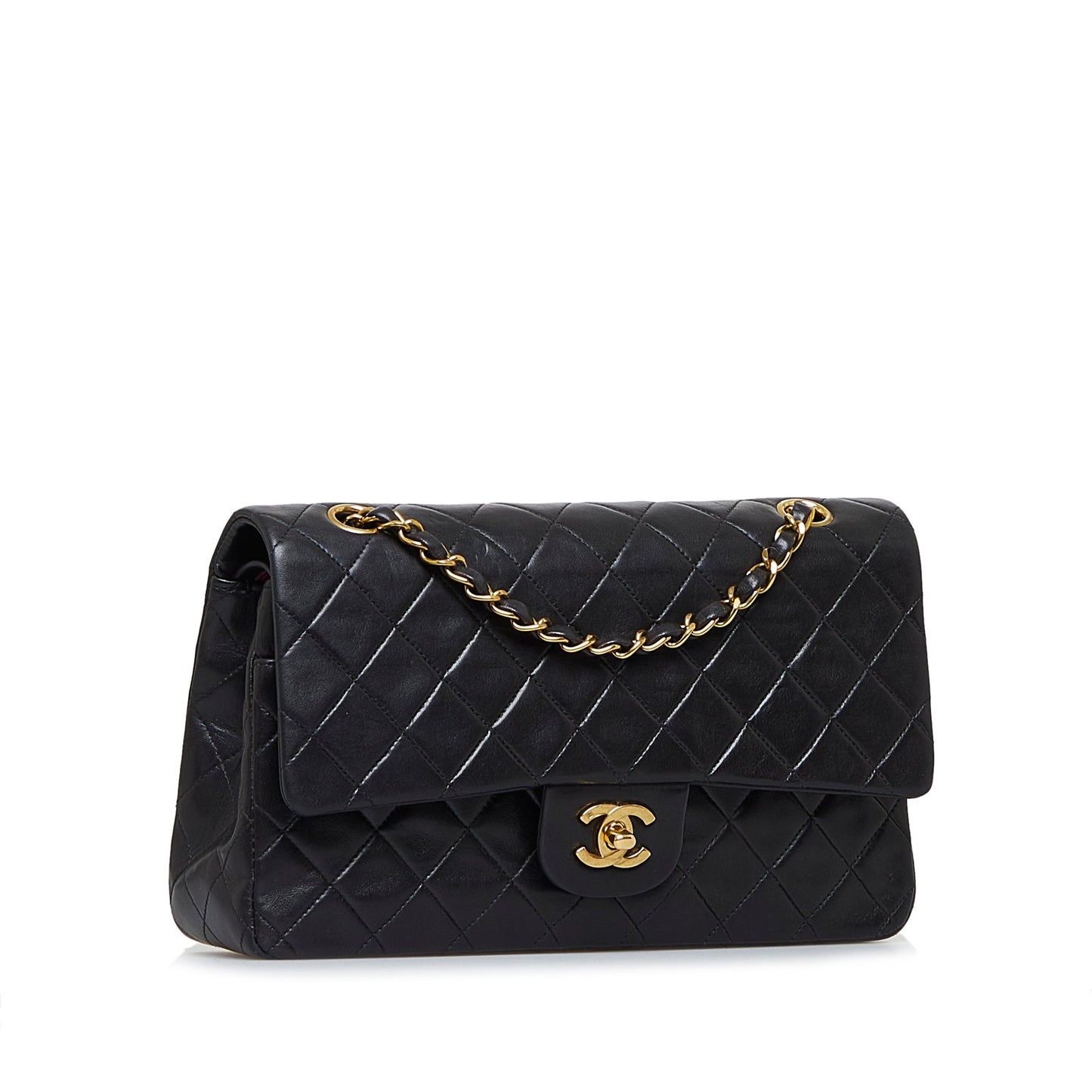 Chanel Classic Double Flap Medium Black Lambskin Gold
