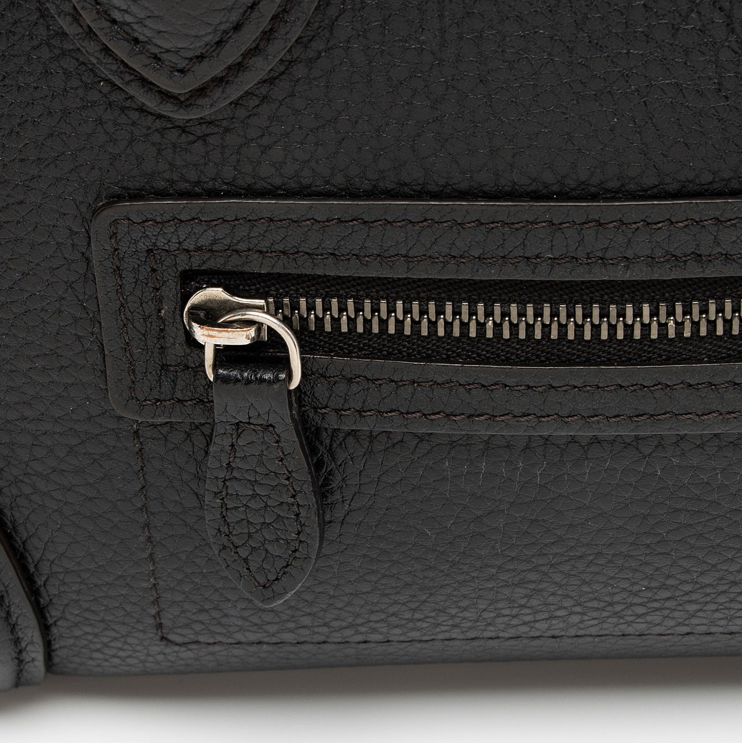 Celine Pebbled Leather Nano Luggage Tote (SHF-fk9HTz)