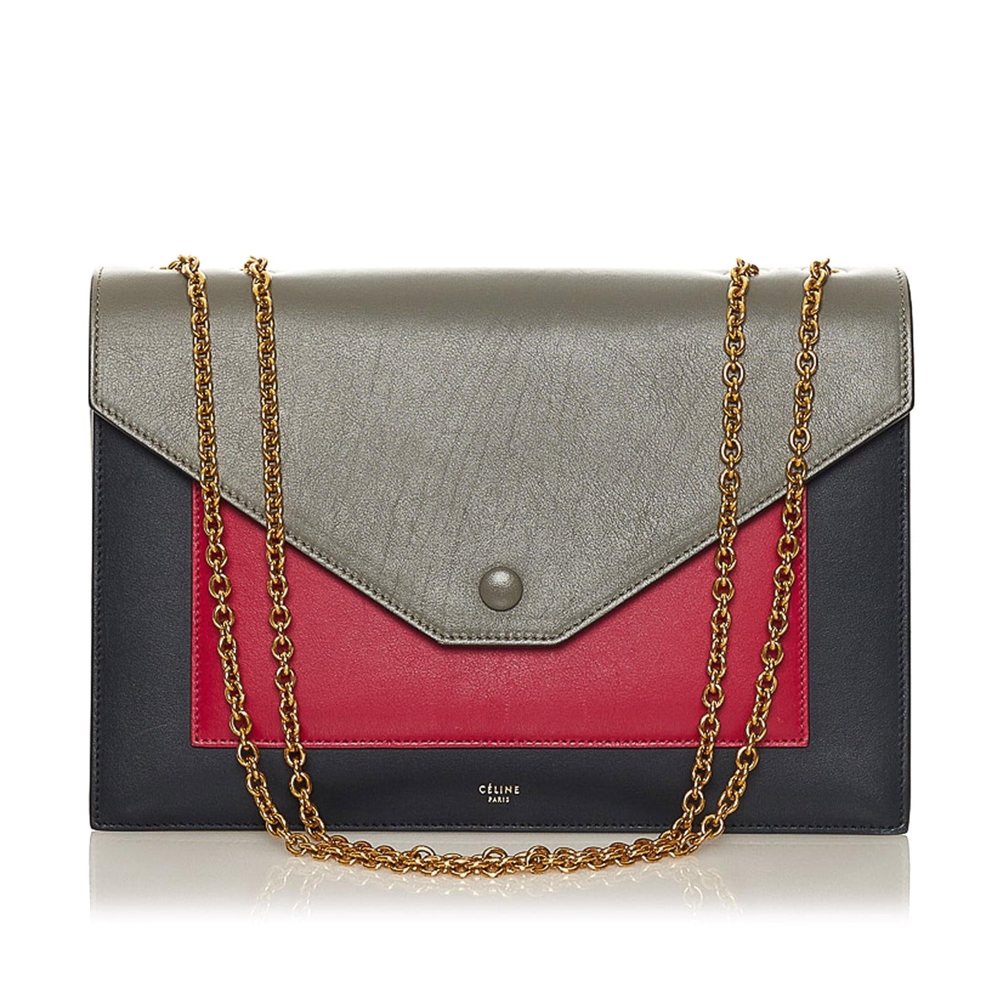 Celine Tricolor Pocket Envelope Leather Shoulder Bag (SHG-vdfVYD)