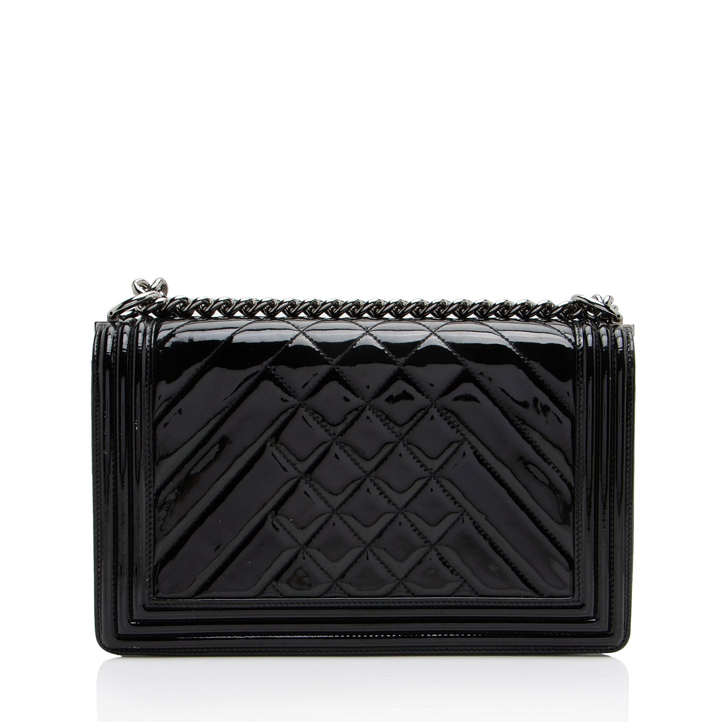 Chanel Chevron Patent Leather New Medium Boy Bag (SHF-NB6JRi)