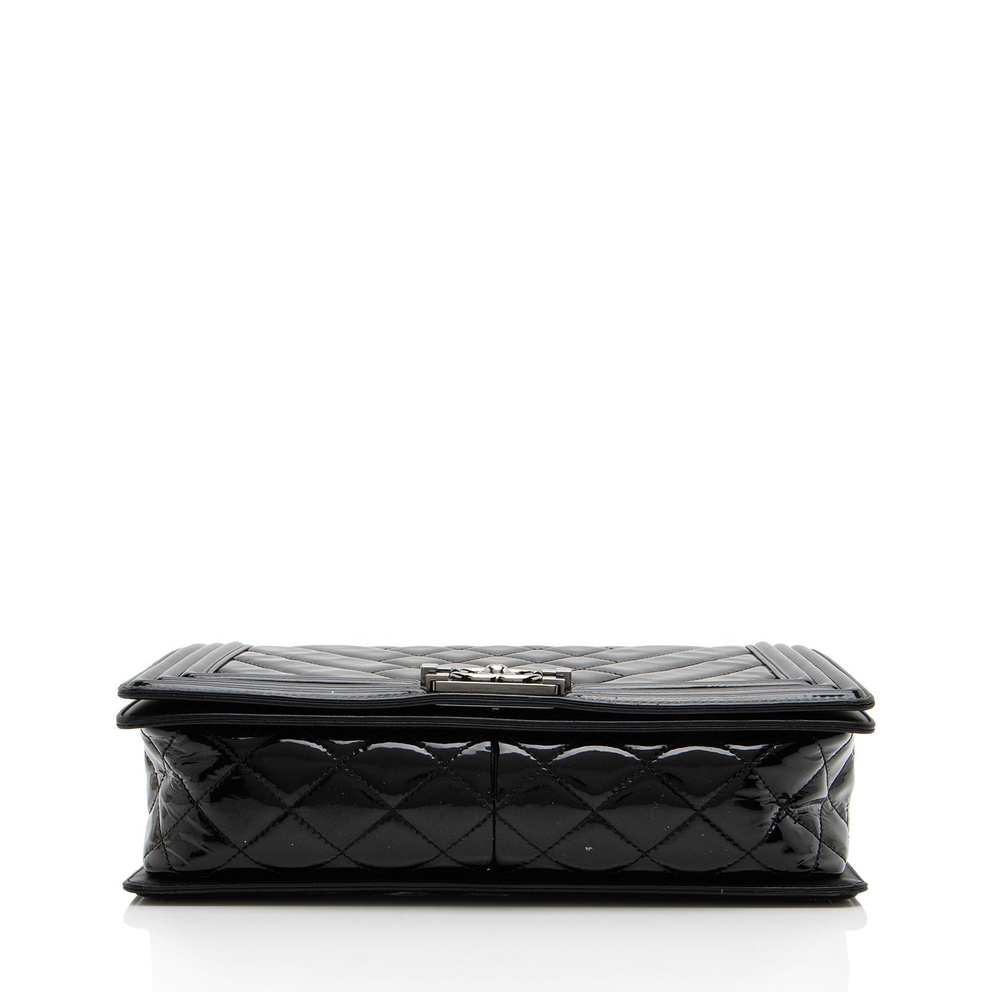 Chanel Chevron Patent Leather New Medium Boy Bag (SHF-NB6JRi)