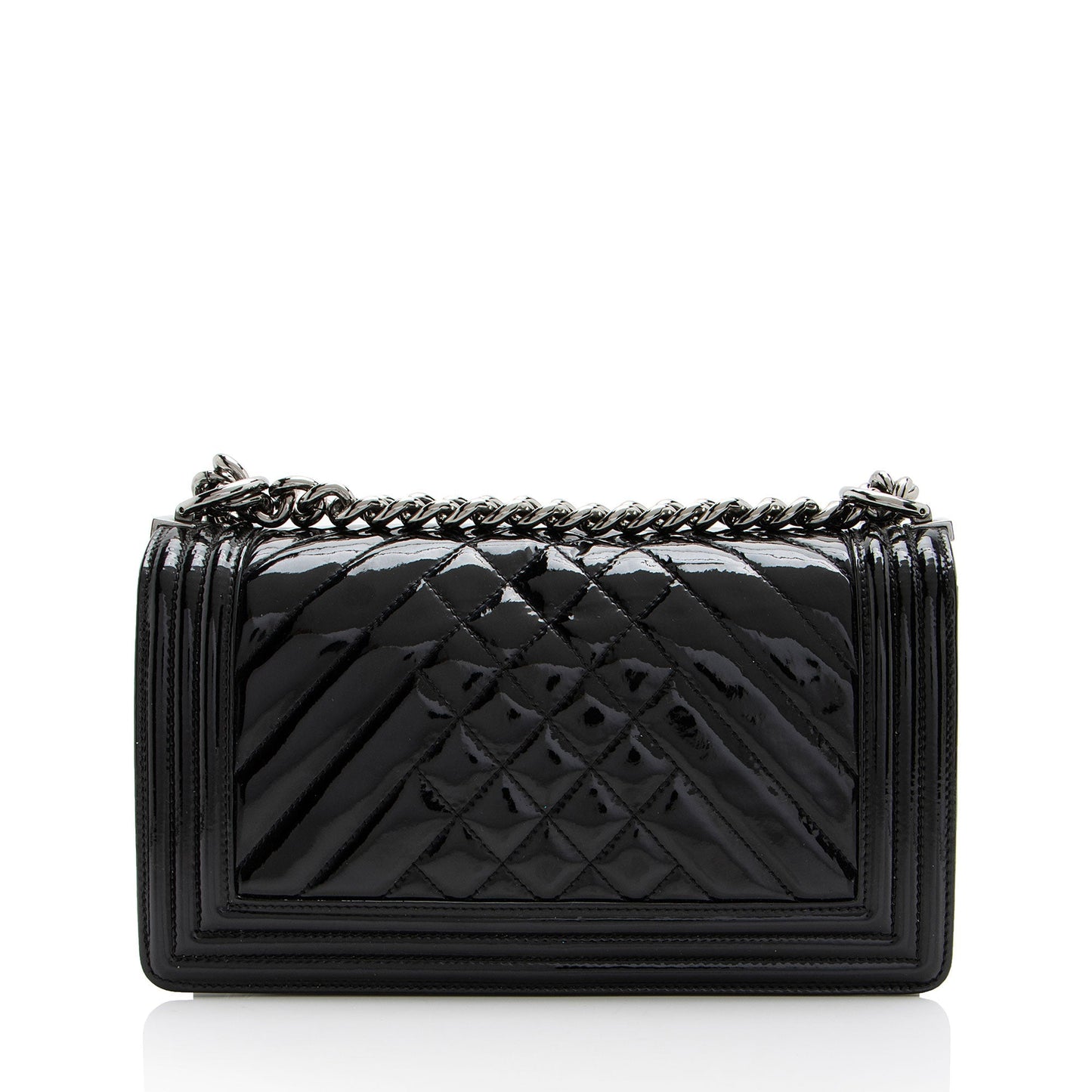 Chanel Chevron Patent Leather Old Medium Boy Bag (SHF-2P3jRA)