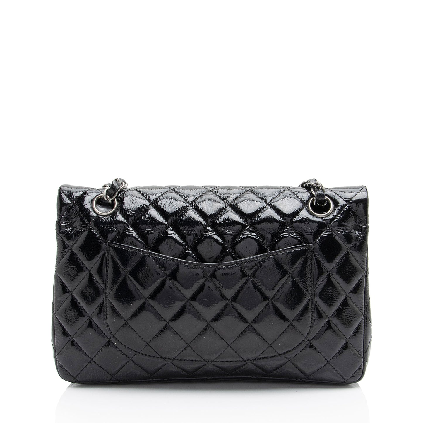 Chanel Crumpled Patent Leather Classic Medium Double Flap Bag (SHF-Bt2Jh2)