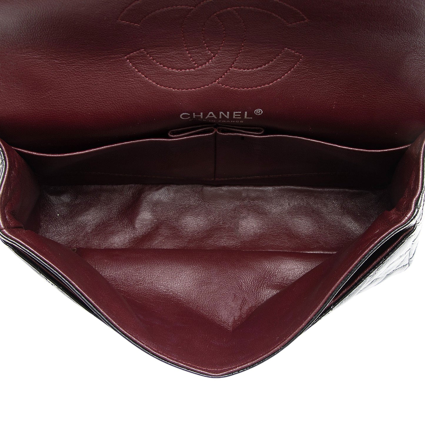 Chanel Crumpled Patent Leather Classic Medium Double Flap Bag (SHF-Bt2Jh2)