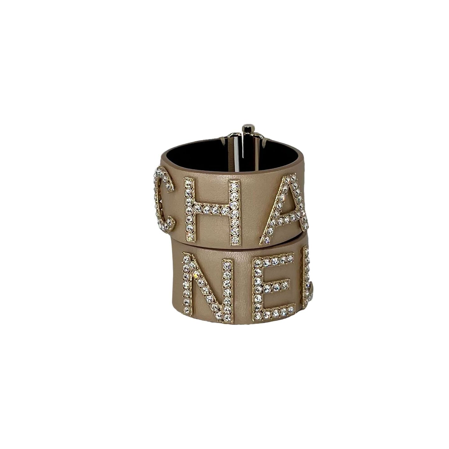 Chanel double leather/crystal bracelets