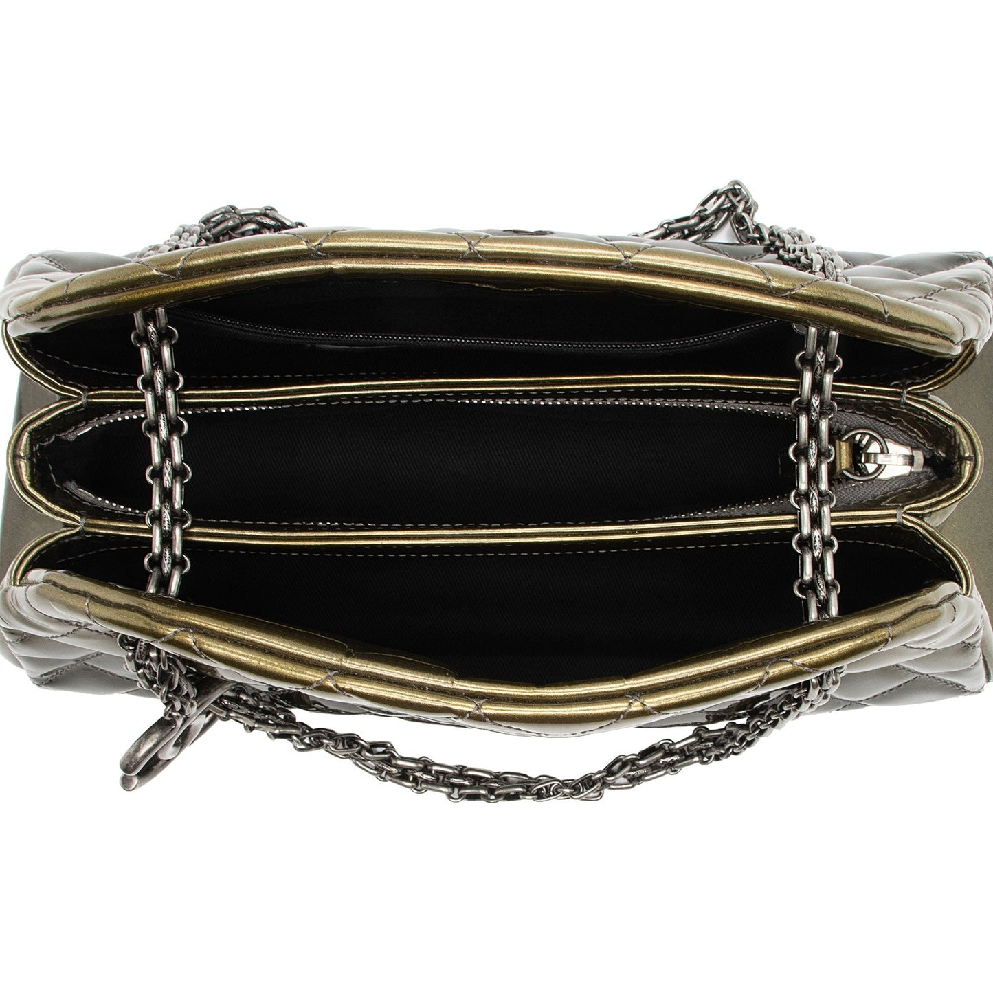 Chanel Metallic Patent Leather Just Mademoiselle Bowler Bag (SHF-9cE7hE)