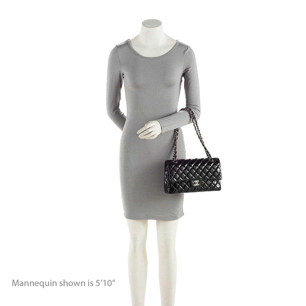 Chanel Patent Leather Classic Medium Double Flap Bag (SHF-vw1LPd)
