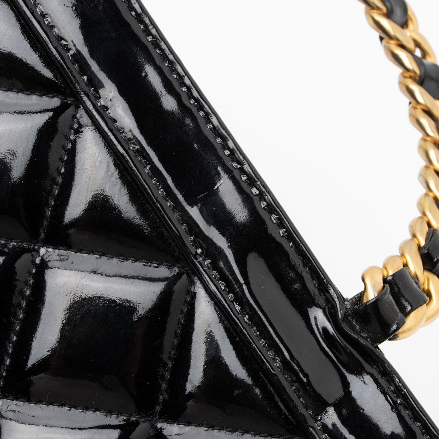 Chanel Vintage Patent Leather Chain Handle Tote (SHF-GLm7W1)