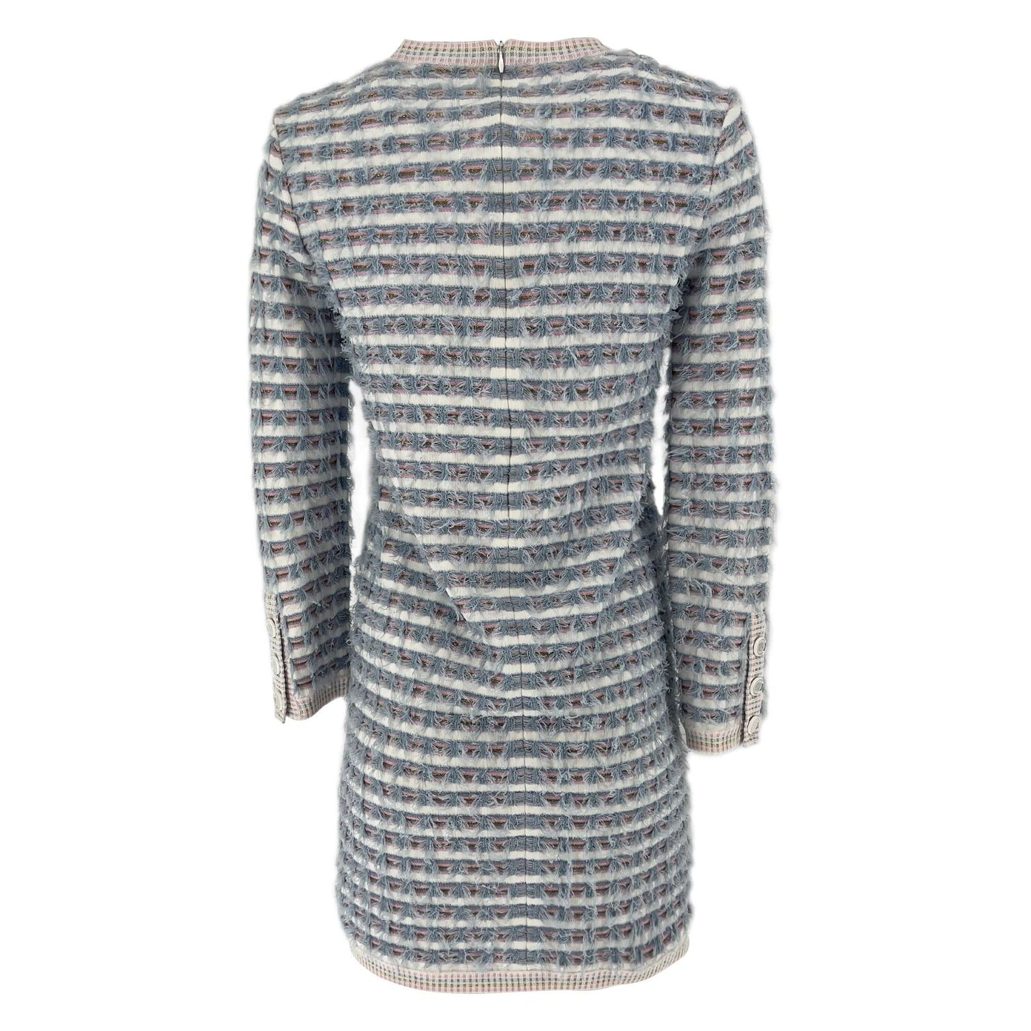 Pre owned Chanel La Pausa Striped Fringed Knit Mini Designer Dress