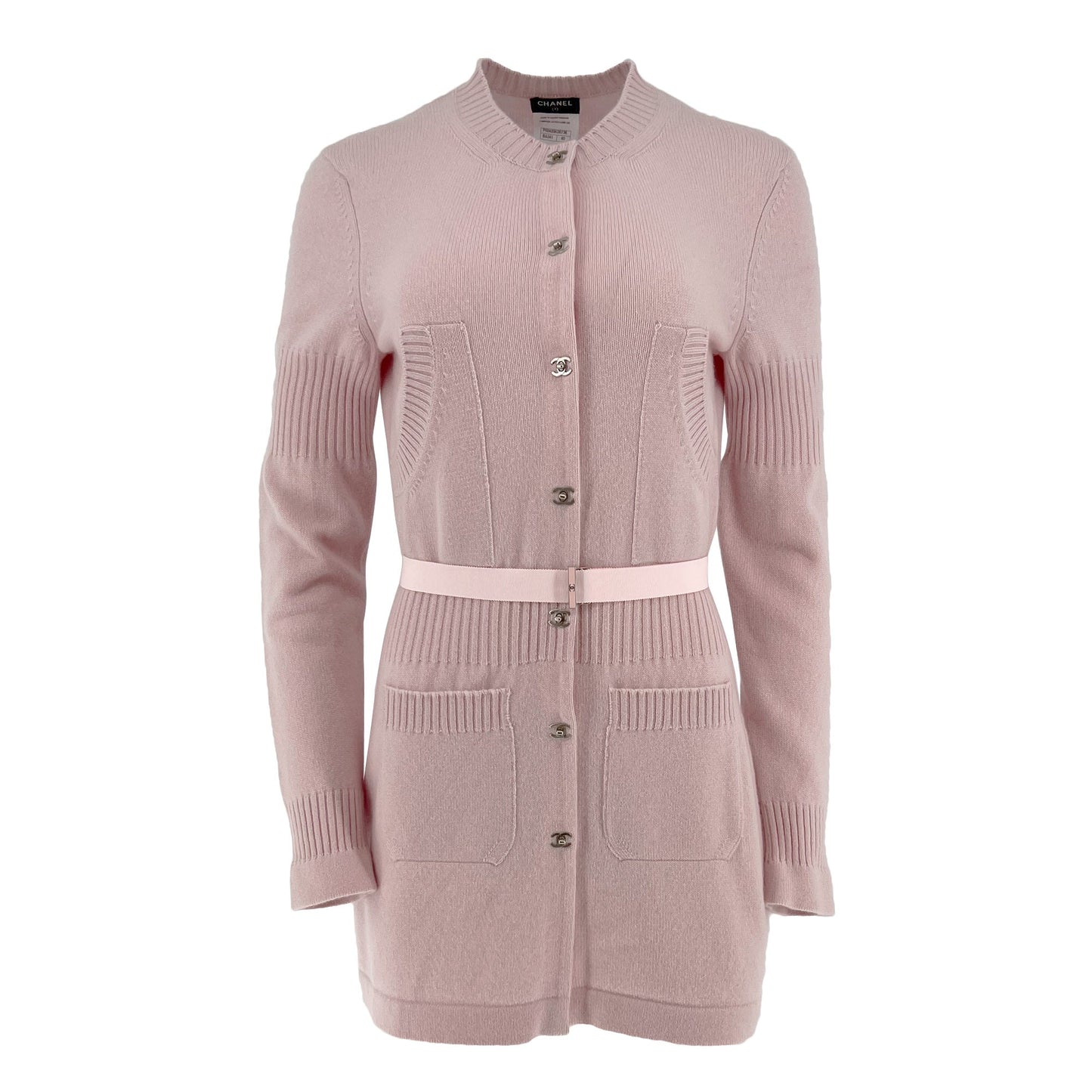 Pre owned Chanel CC Turnlock Pink Cashmere Designer Cardigan
