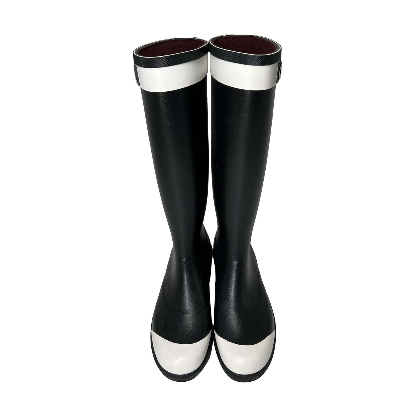 Pre owned Chanel logo white cap black Designer rain boots